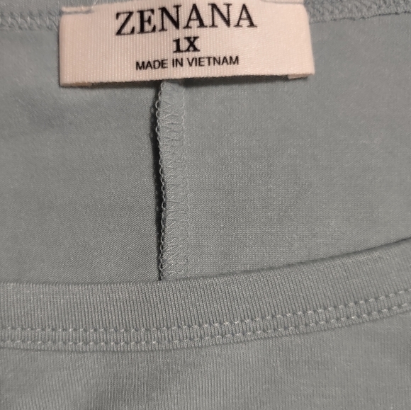 Round Hem Lace Sleeve Top Light Sage Size 3X - Picture 4 of 7